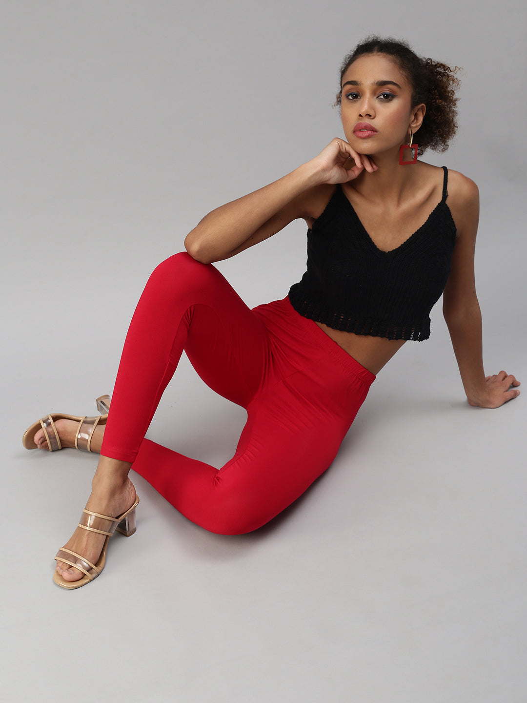 Prisma | Ankle Leggings-Apple Red Leggings