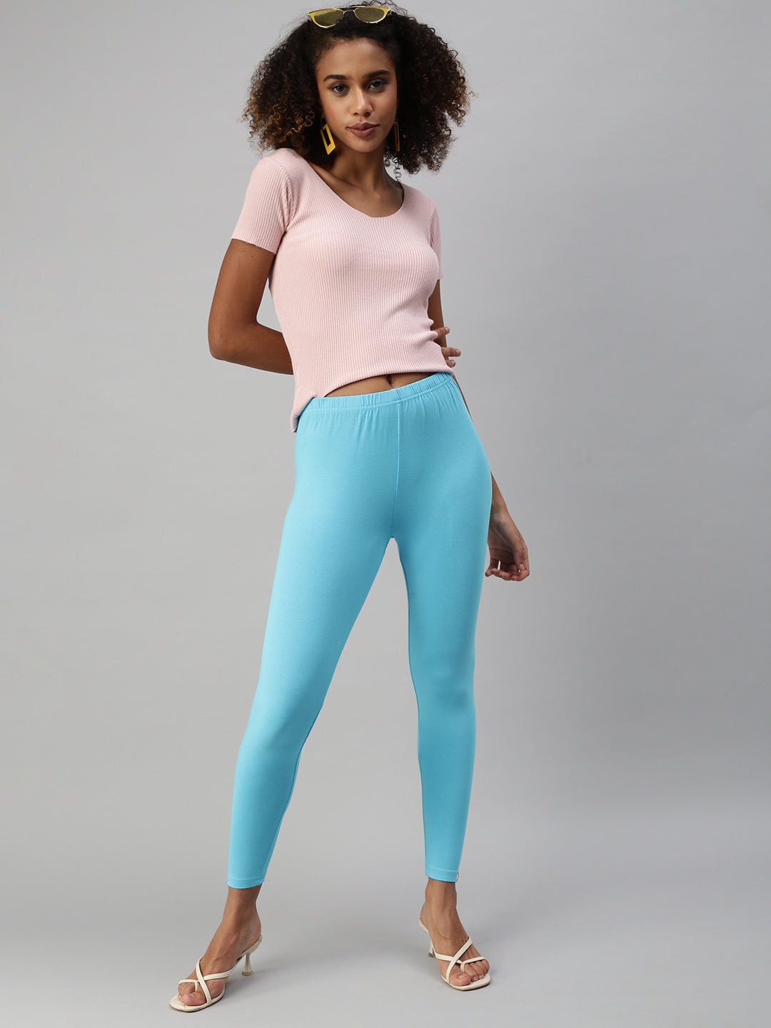 Prisma | Ankle Leggings-Aqua Blue Leggings