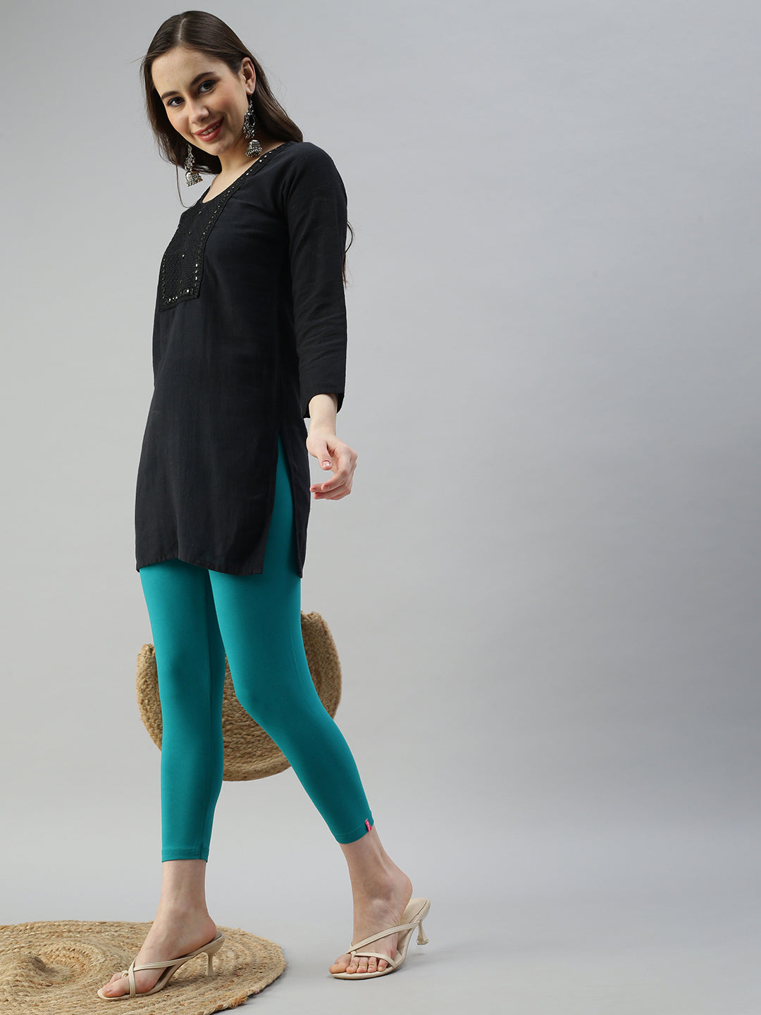 Prisma | Cuff Length Leggings-Rama Green Leggings