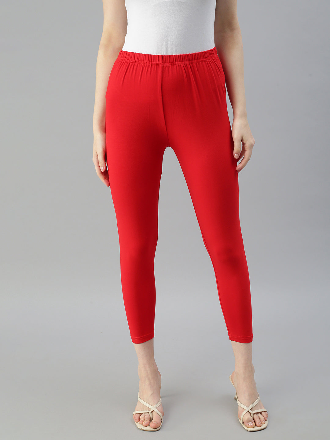 Shop Prisma's Red Cuff-Length Leggings for Comfortable Style