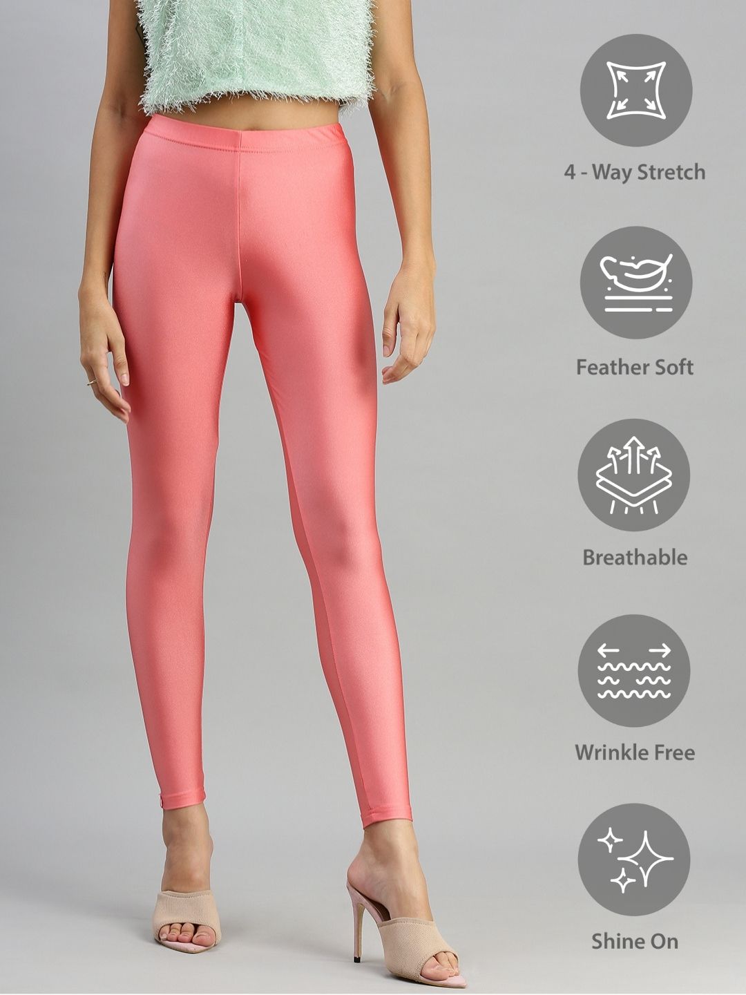 Prisma | Shimmer Leggings-Peach Leggings