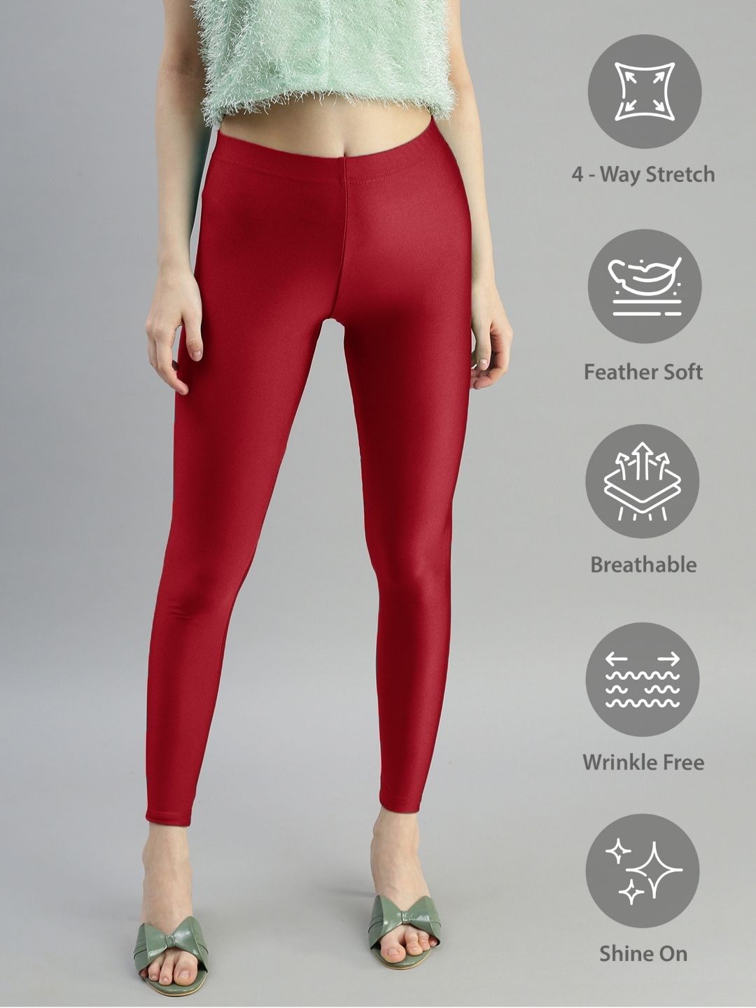 Prisma | Shimmer Leggings-Red Leggings