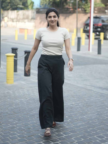 Linen Wide Pants - Black