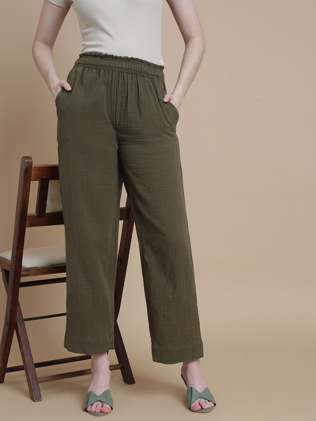 Prisma | Muslin Pant - Privé Collection by Prisma - Olive Fashion Wears
