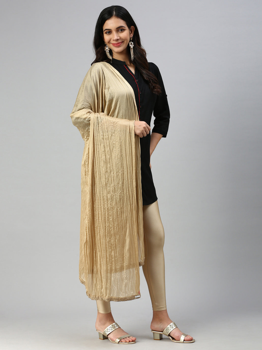 Plain White Shimmer Dupatta main image 0