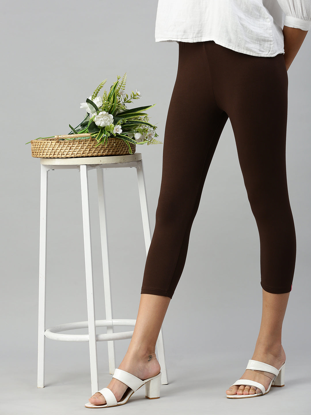 Buy online Brown Cotton Blend Sports Capri from Capris & Leggings for Women  by Uzarus for ₹409 at 80% off