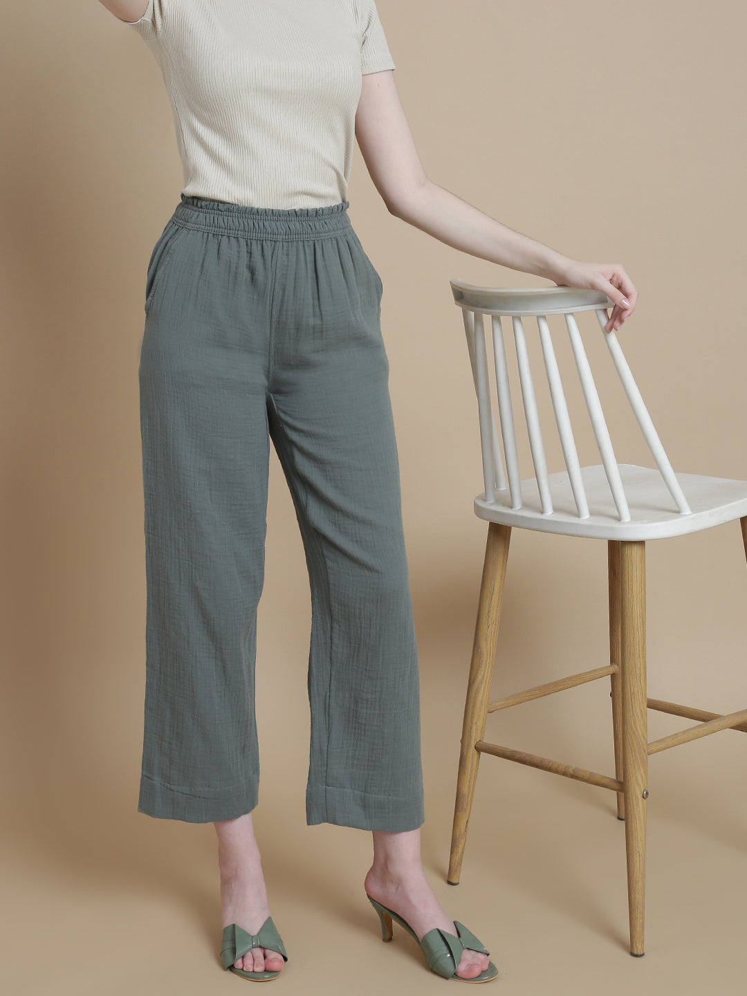 Prisma | Muslin Pant - Privé Collection by Prisma - Sea Green Fashion Wears