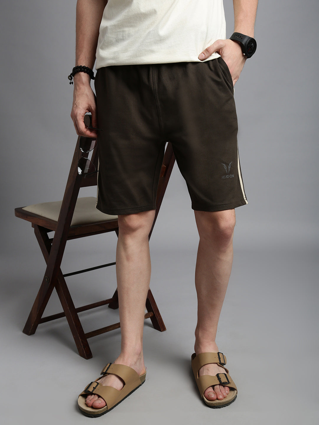 Prisma | Bermudas Zip-Olive Athleisure