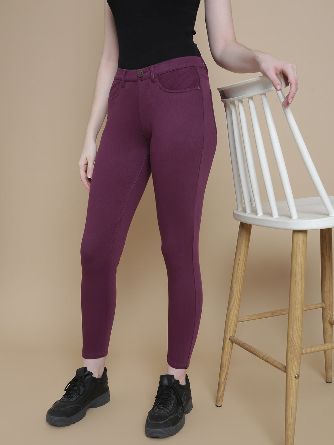 Prisma | Color Jeggings Pocket-Grape Jeggings