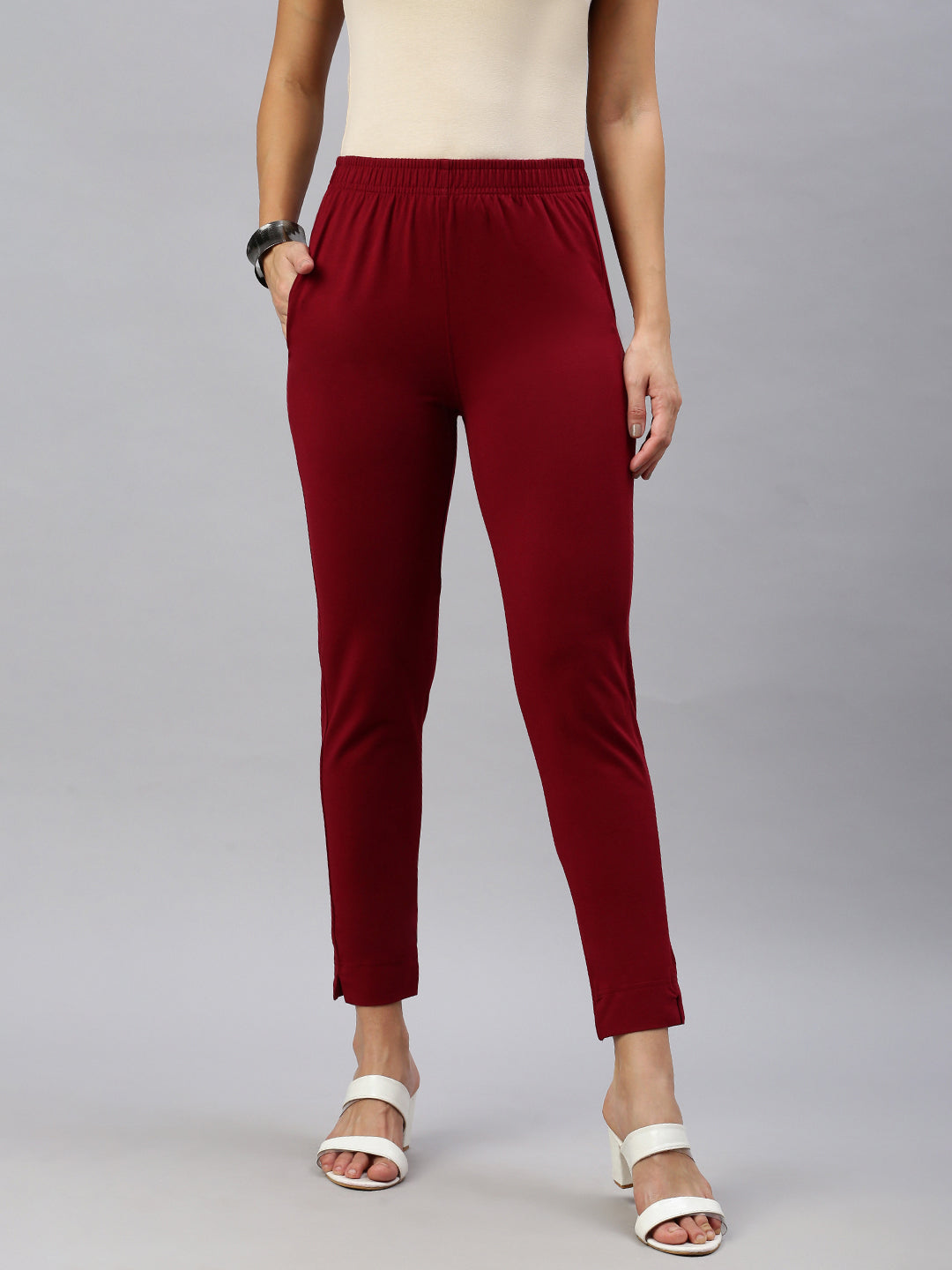 Knitted Kurti Pant-Frenchwine