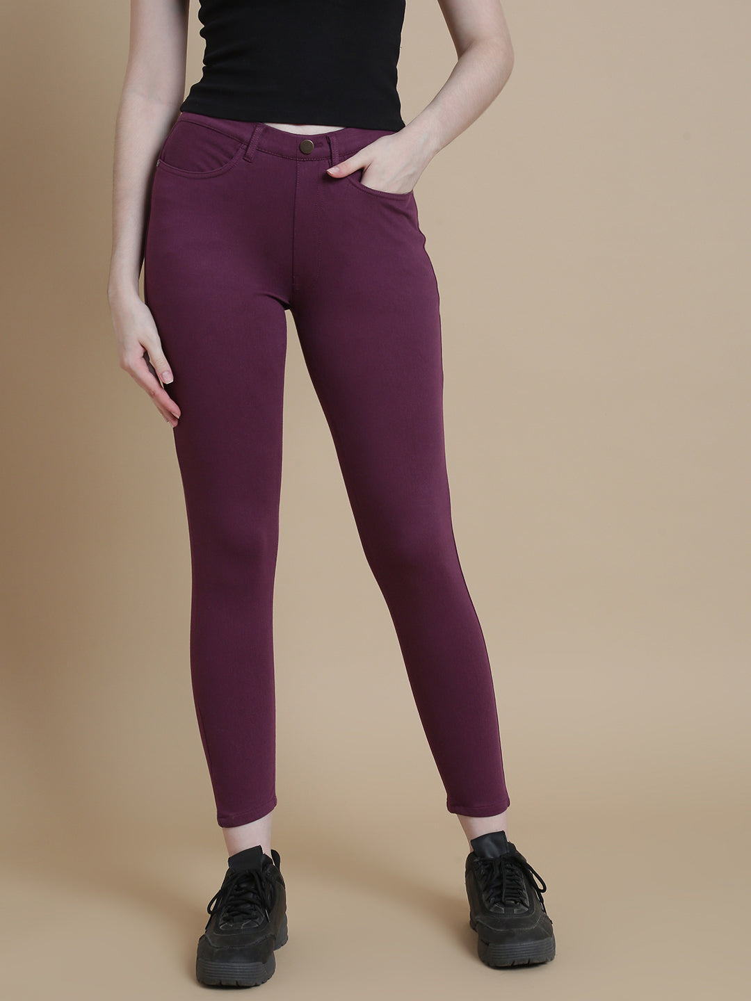 Prisma | Color Jeggings Pocket-Grape Jeggings
