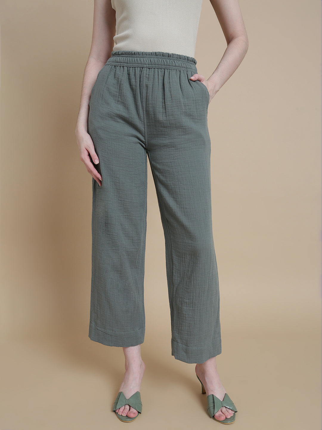 Prisma | Muslin Pant - Privé Collection by Prisma - Sea Green Fashion Wears