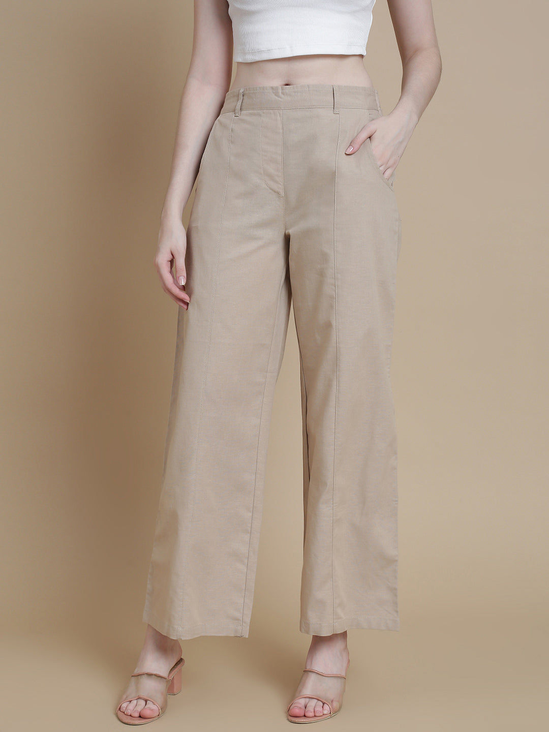 Prisma | Linen Wide Pants - Beige Fashion Wears
