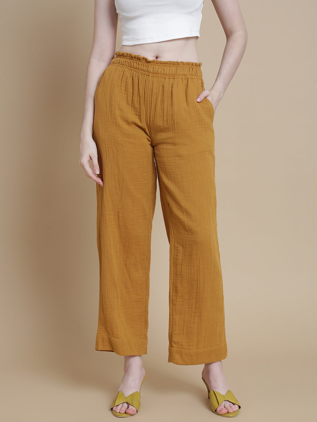 Prisma | Muslin Pant - Privé Collection by Prisma - Mustard Fashion Wears