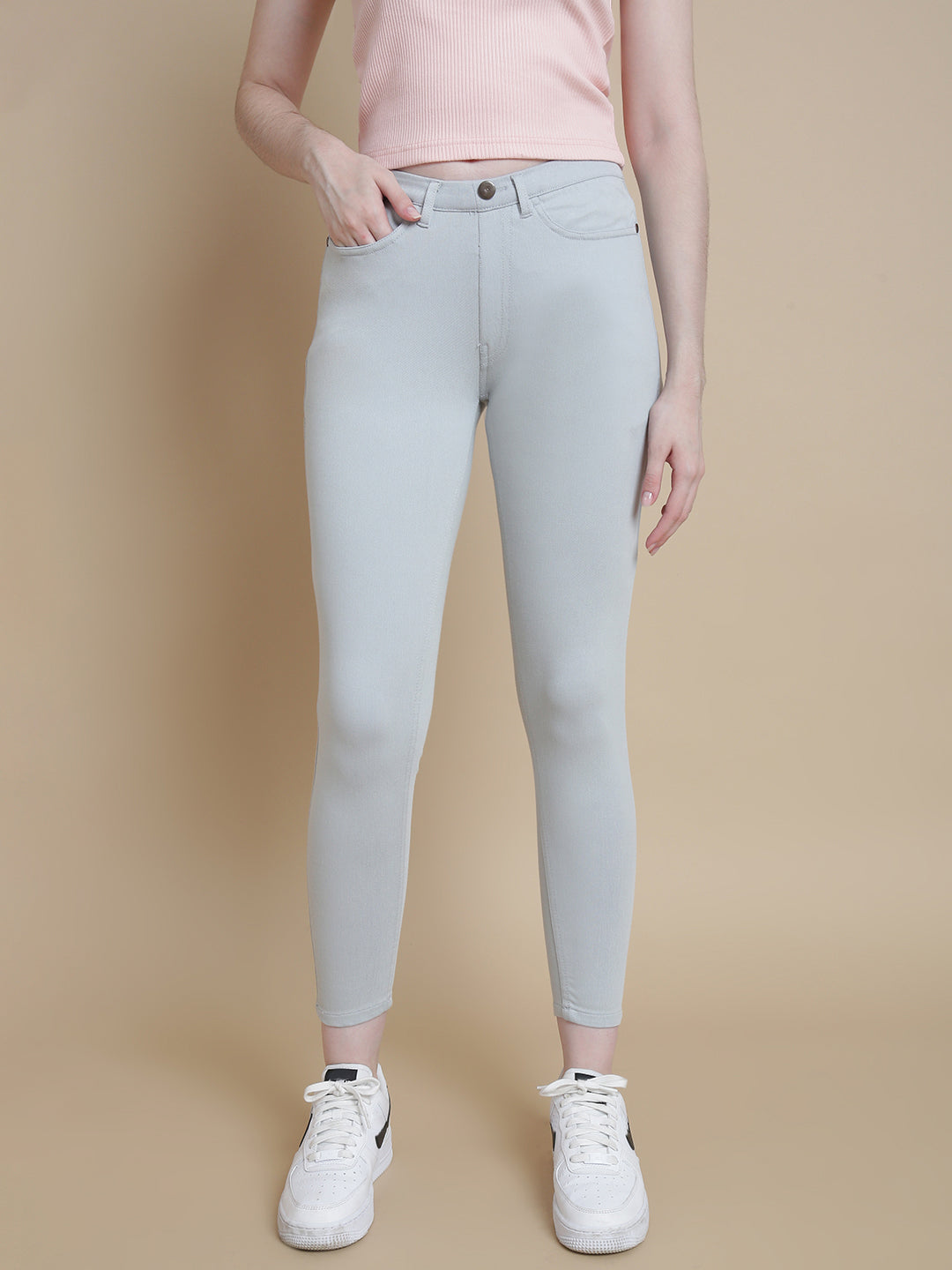 Prisma | Color Jeggings Pocket-Ash Blue Jeggings