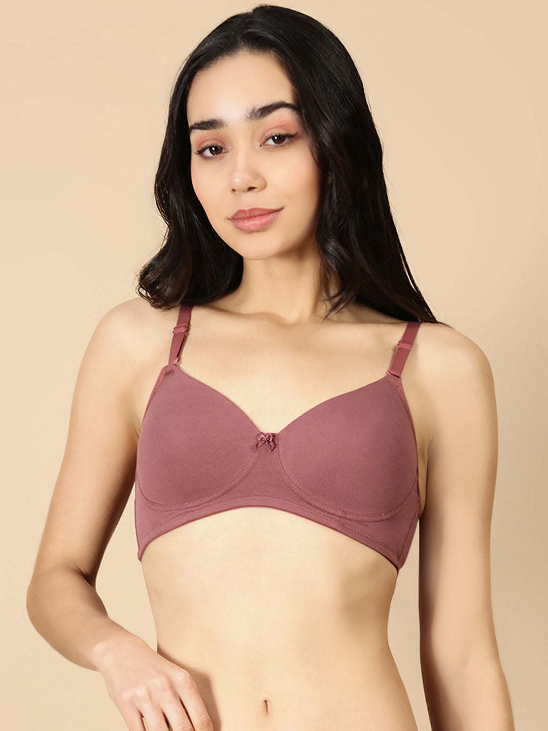 Padded (Padded Removable Hook Bra)-Dusty Brown