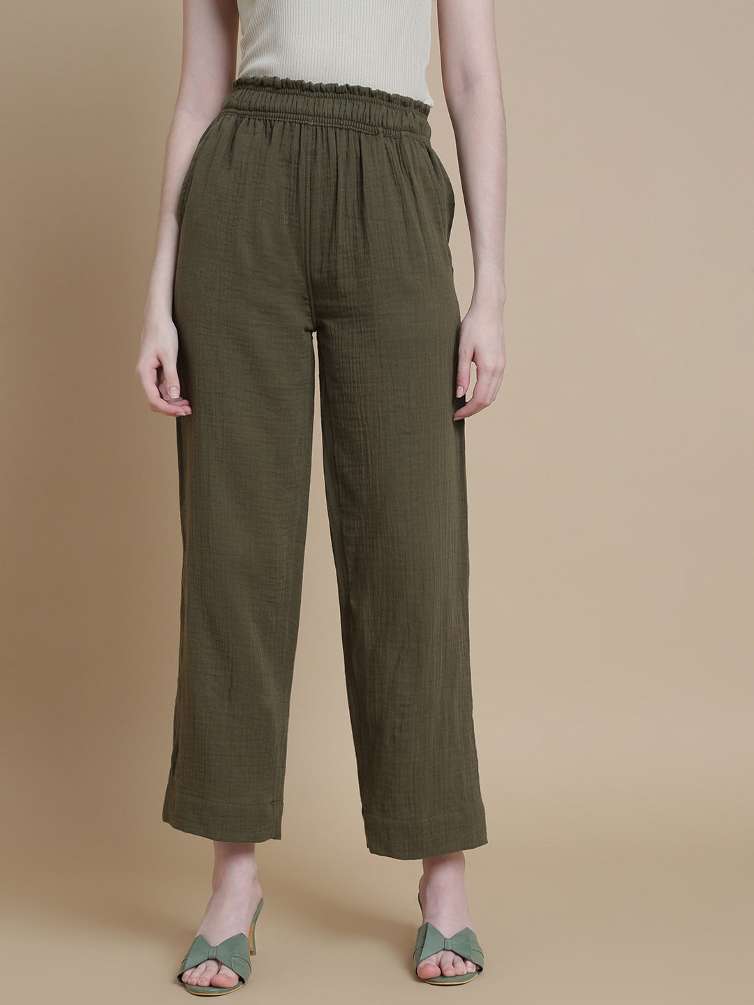 Prisma | Muslin Pant - Privé Collection by Prisma - Olive Fashion Wears