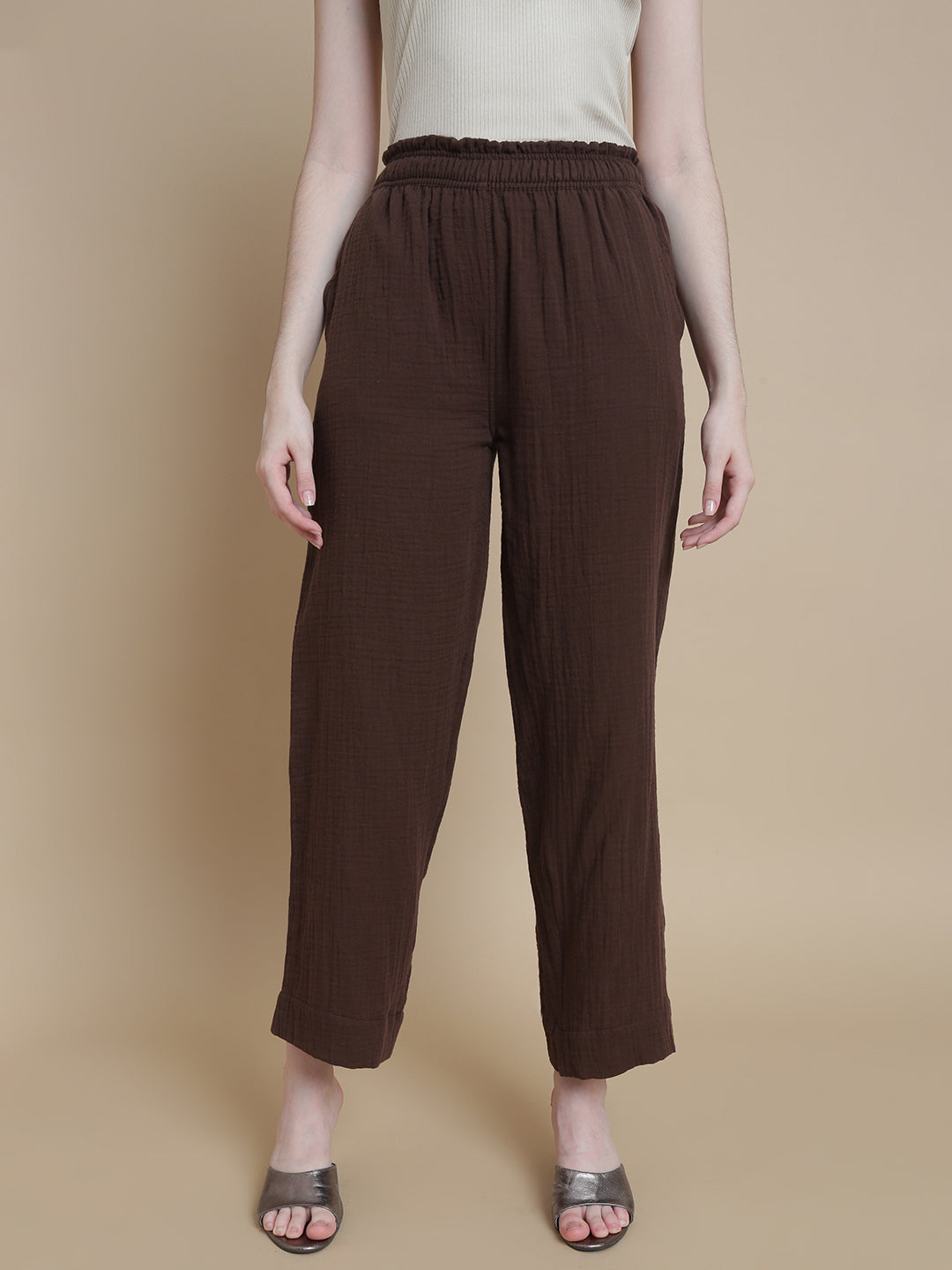 Prisma | Muslin Pant - Privé Collection by Prisma - Brown Fashion Wears