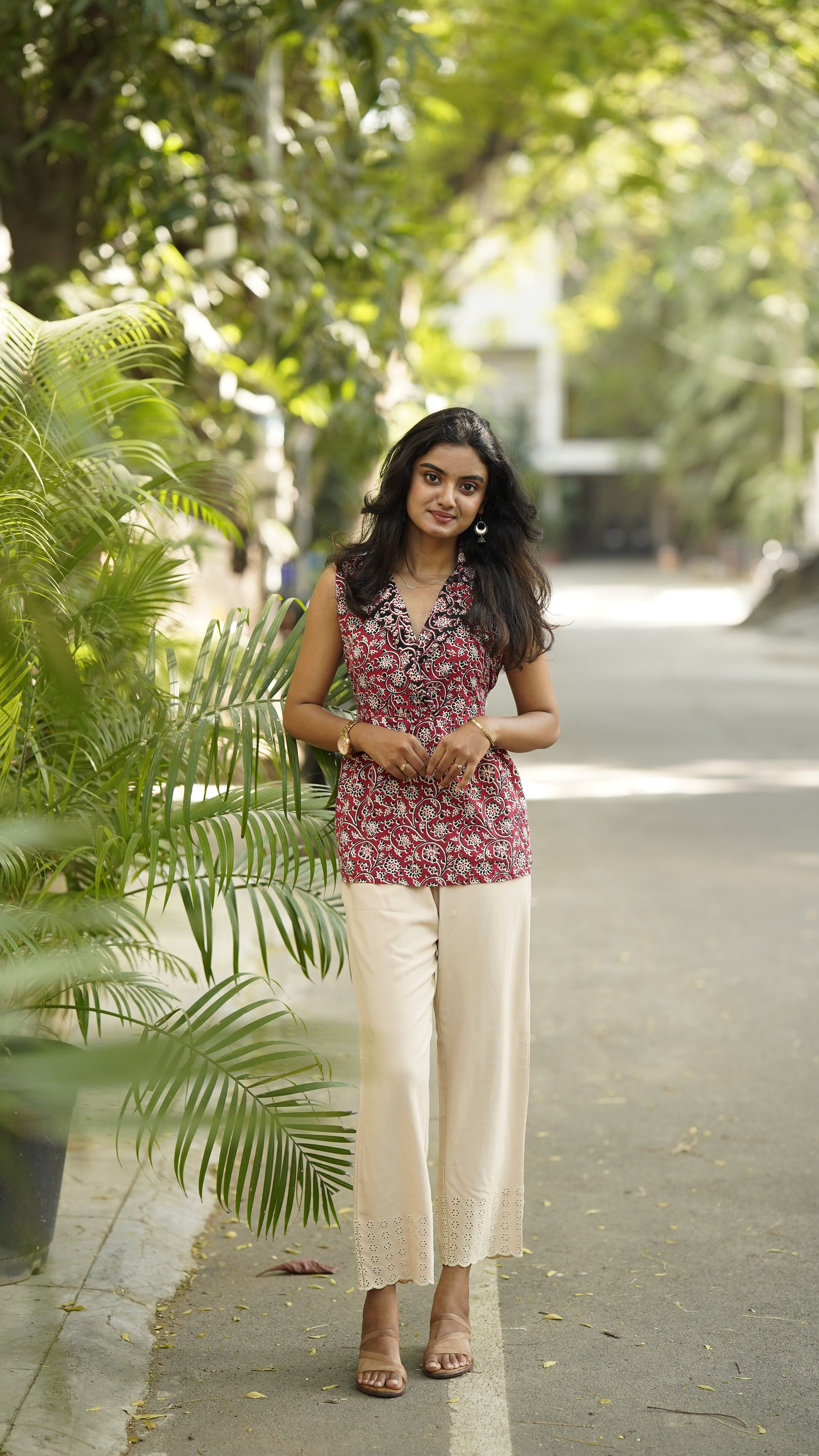 Prisma | Schiffli Pant - Sand Design 1 Fashion Wears