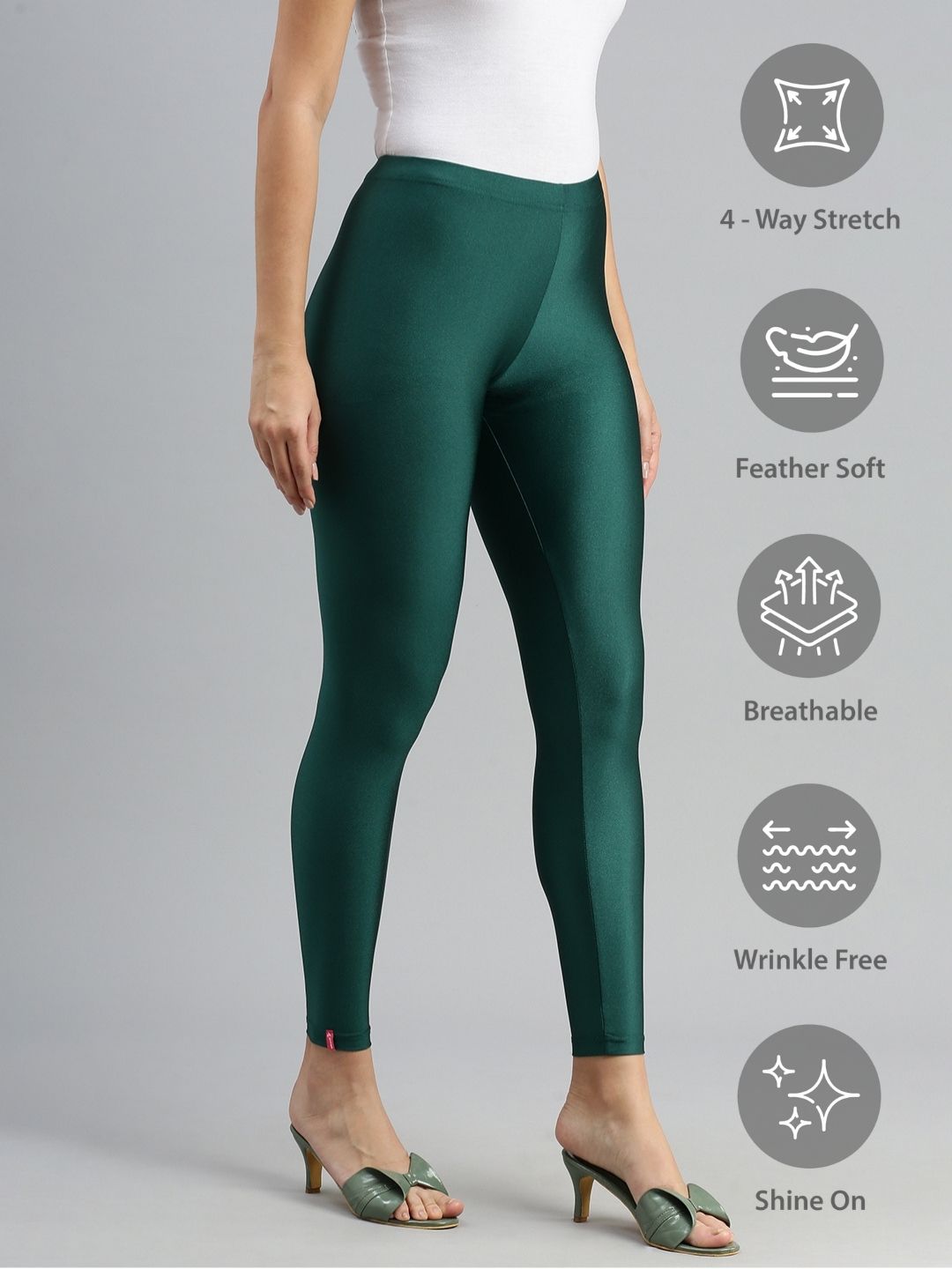Prisma Shimmer Leggings in Bottle Green for a Chic Look