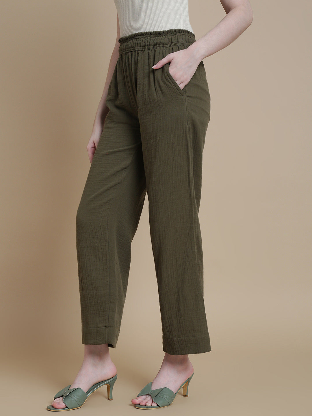 Prisma | Muslin Pant - Privé Collection by Prisma - Olive Fashion Wears