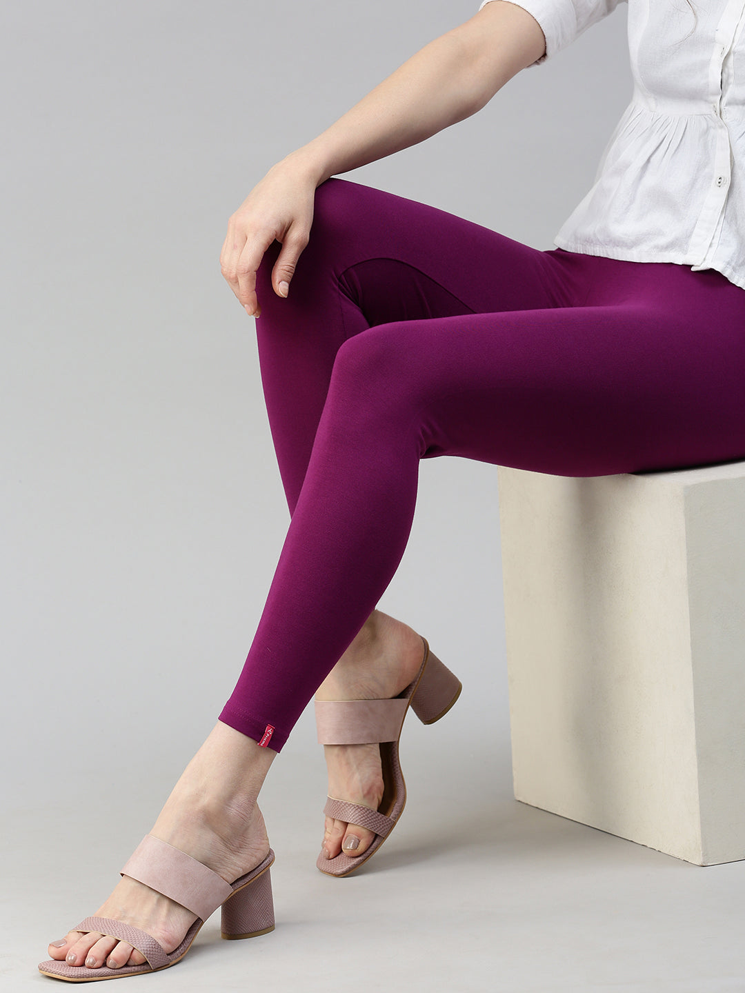 Buy Go Colors Women Light Lime Viscose Ankle Length Leggings - Yellow Online