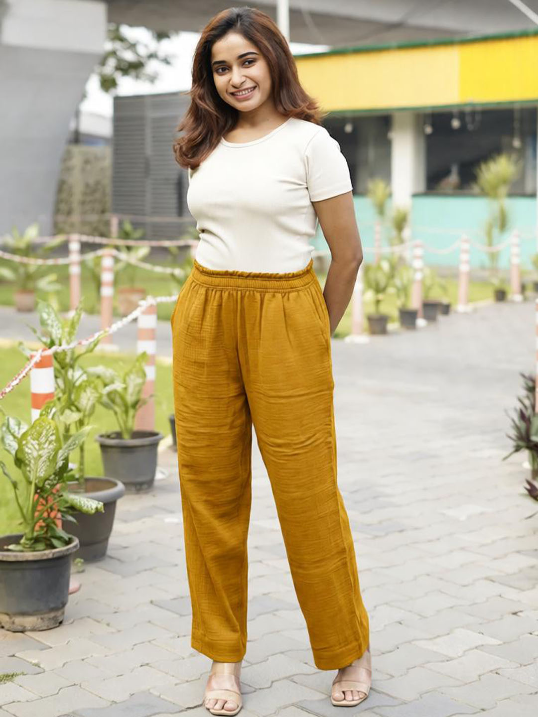 Prisma | Muslin Pant - Privé Collection by Prisma - Mustard Fashion Wears