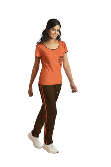 Loungewear Set-Orange-Dark Brown