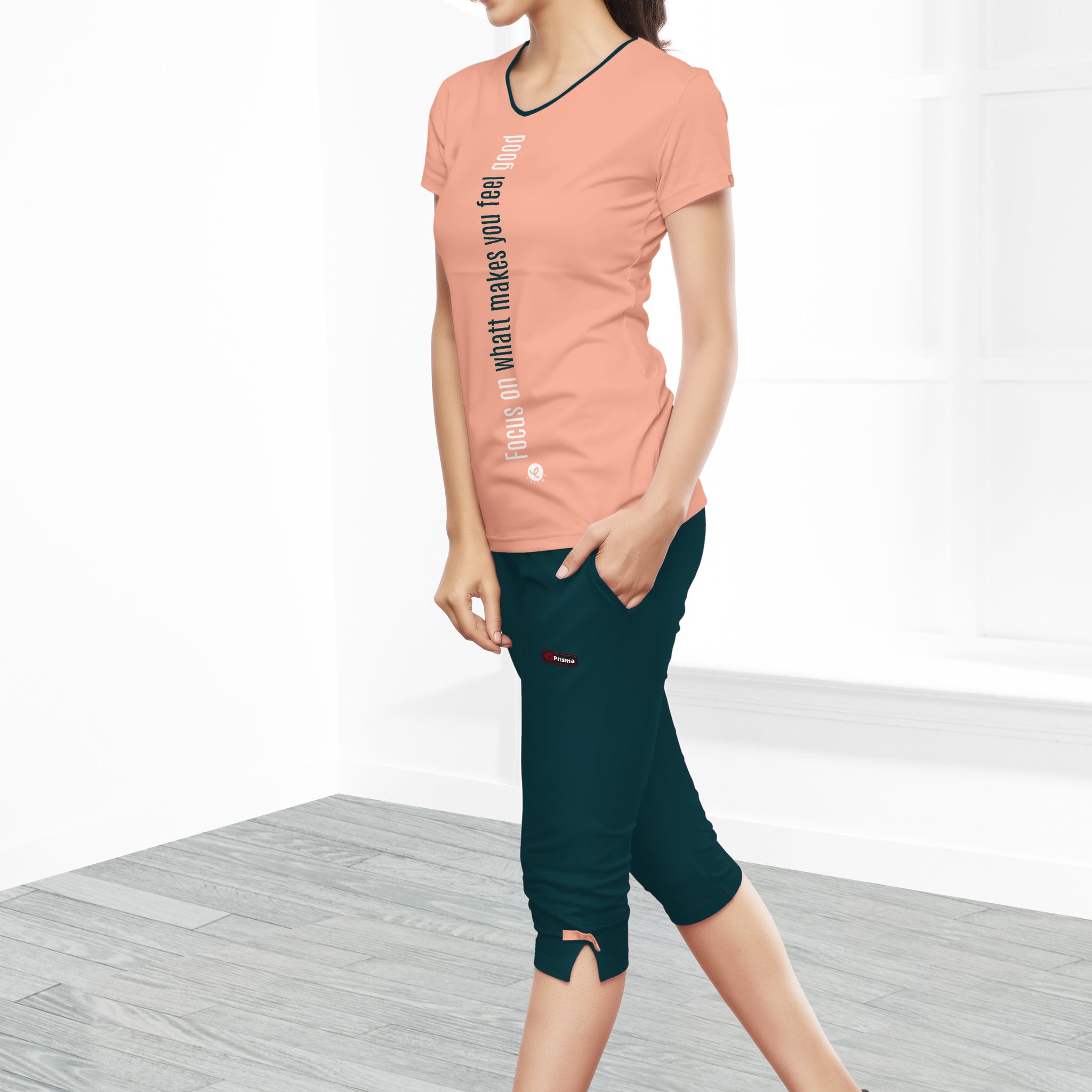 Loungewear Capri-Peach-Teal