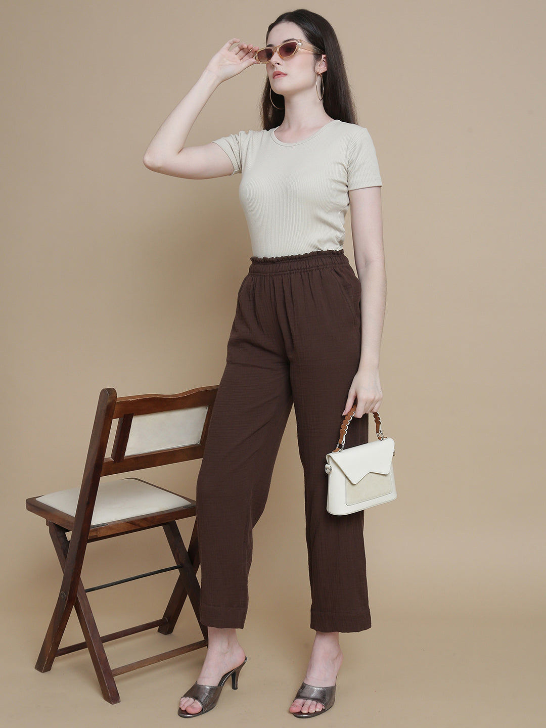 Prisma | Muslin Pant - Privé Collection by Prisma - Brown Fashion Wears