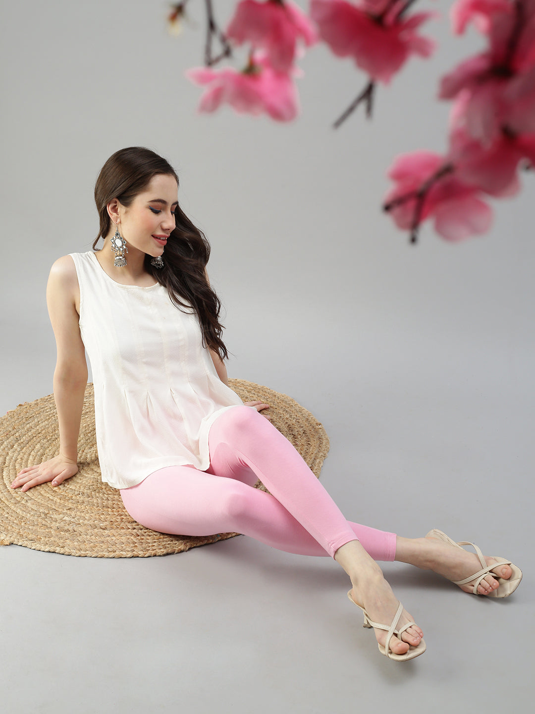Buy Prisma- Women's Cotton-Lycra Ankle Fit Leggings (Free Size, L.P Green)  at