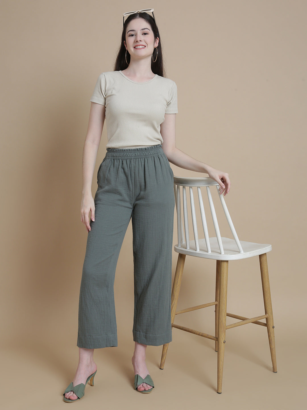 Prisma | Muslin Pant - Privé Collection by Prisma - Sea Green Fashion Wears