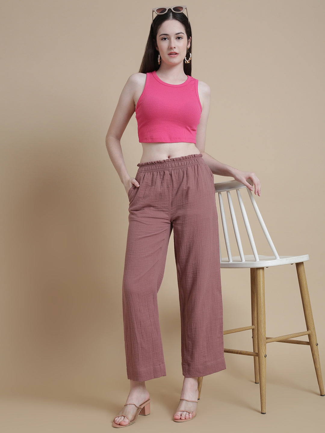 Prisma | Muslin Pant - Privé Collection by Prisma - Brown Rose Fashion Wears