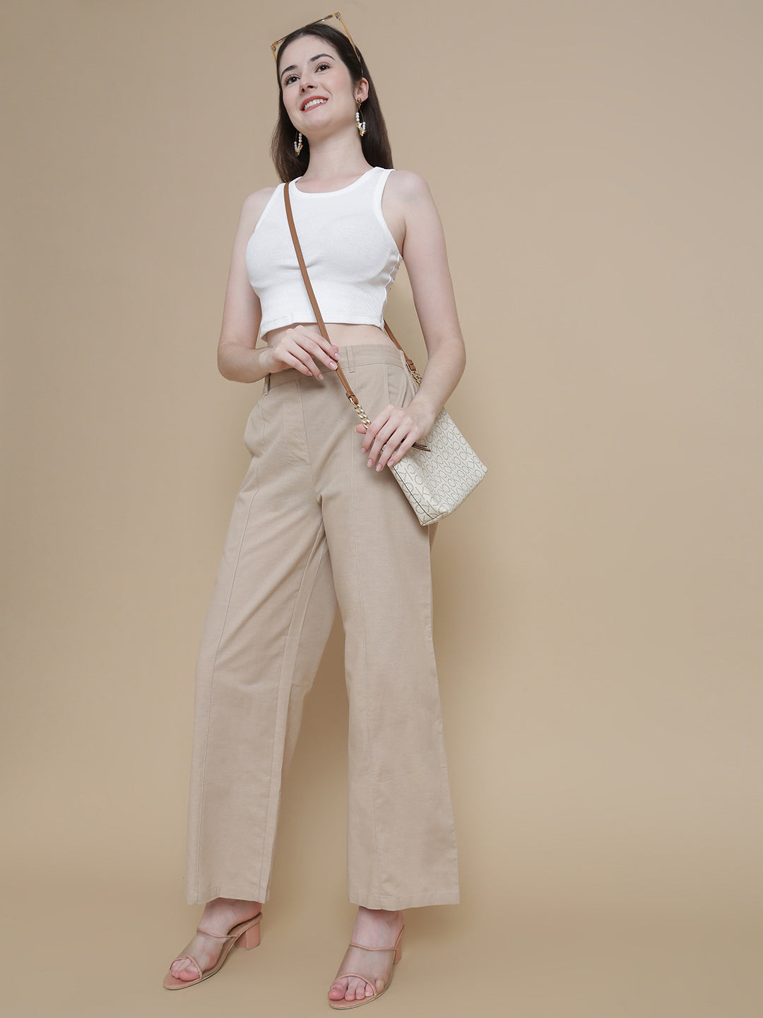 Prisma | Linen Wide Pants - Beige Fashion Wears
