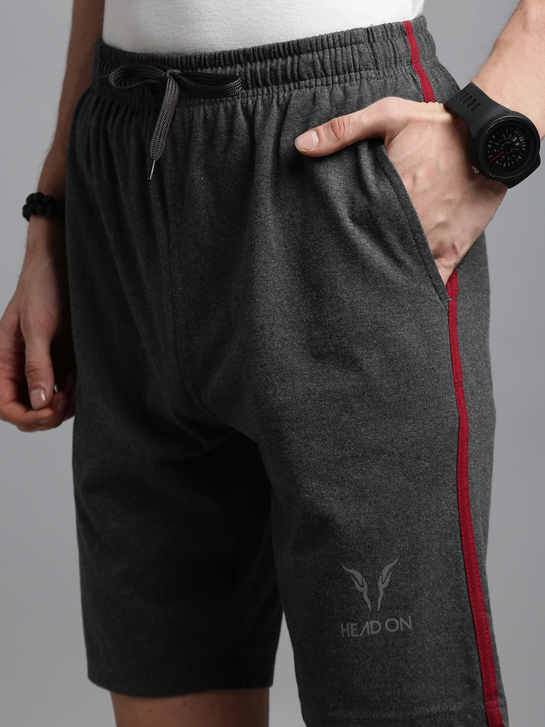 Prisma | Bermudas Zip-Charcoal Melange Athleisure