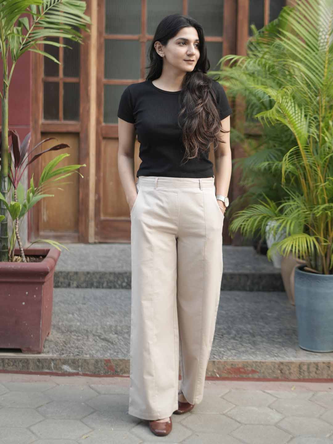 Prisma | Linen Wide Pants - Beige Fashion Wears