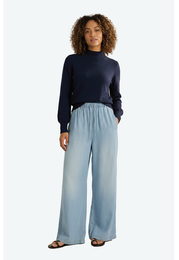 Denim Wide Pants - Light Blue