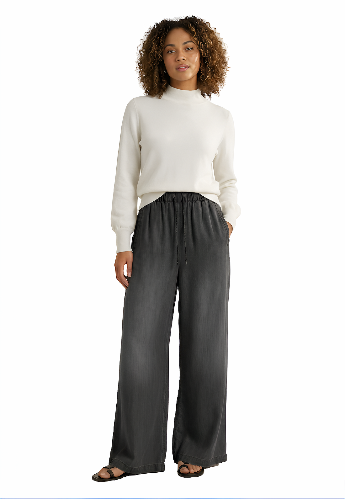 Prisma | Denim Wide Pants - Elephant Black Fashion Wears
