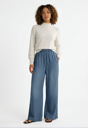 Denim Wide Pants - Regular Blue