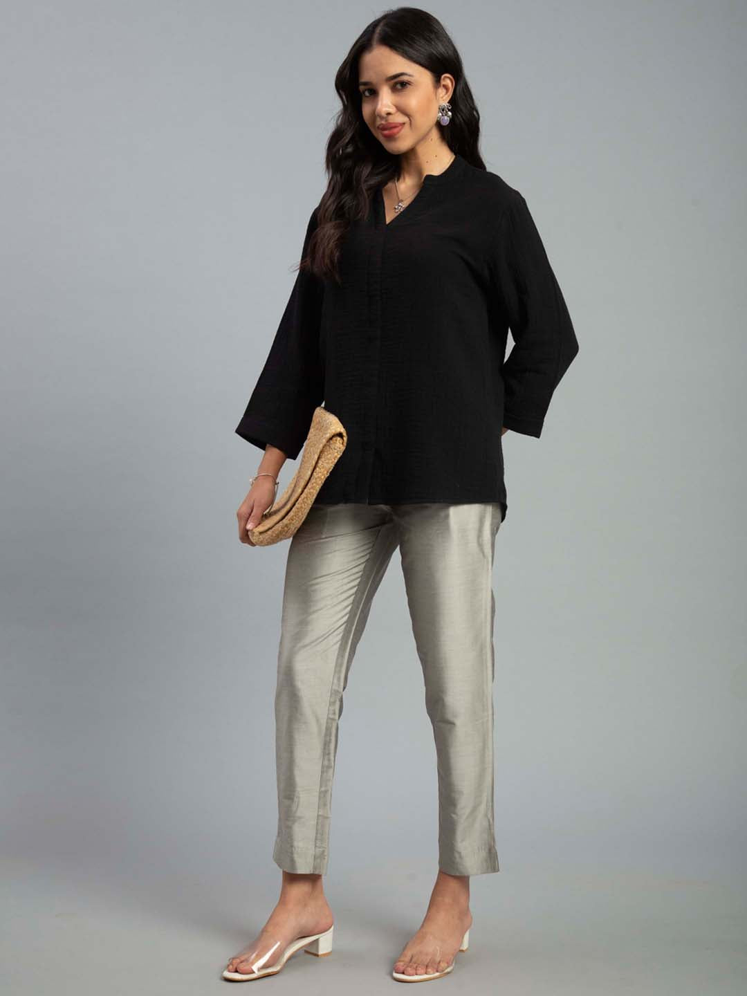 Prisma | Metallic Pant-Silver Fashion Wears