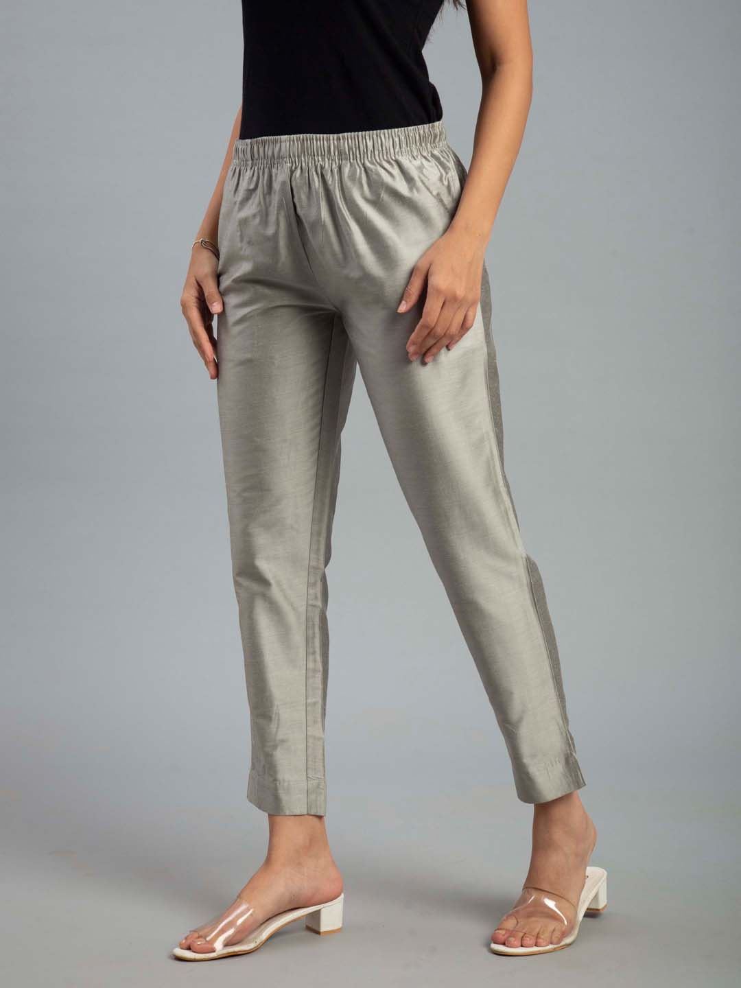 Prisma | Metallic Pant-Silver Fashion Wears