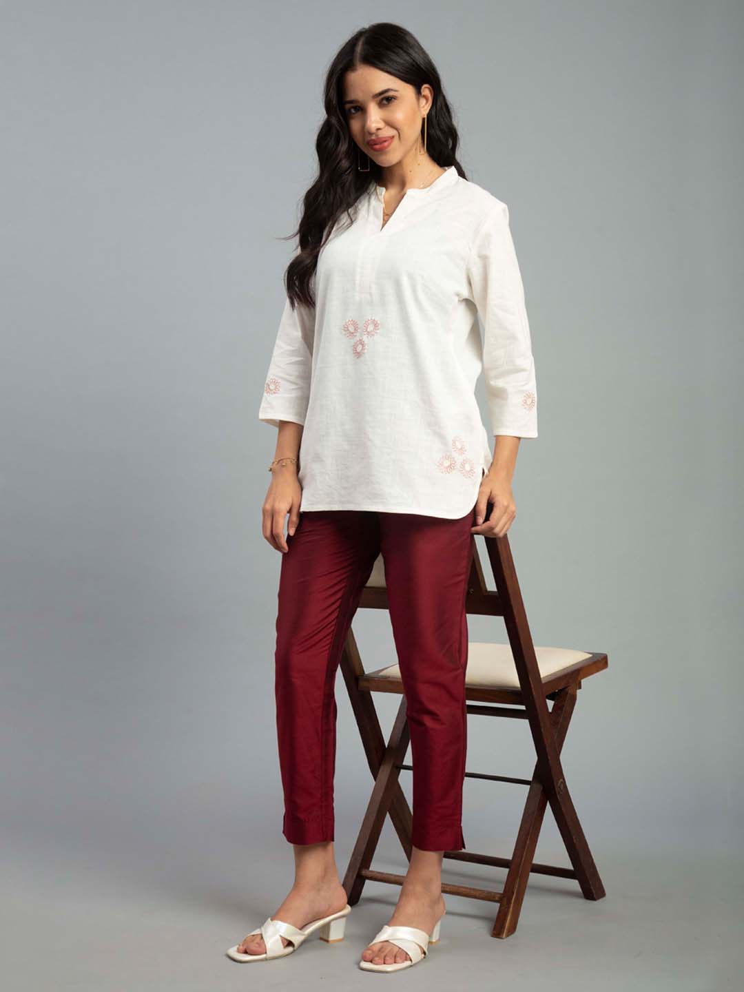 Prisma | Metallic Pant-French Wine Fashion Wears