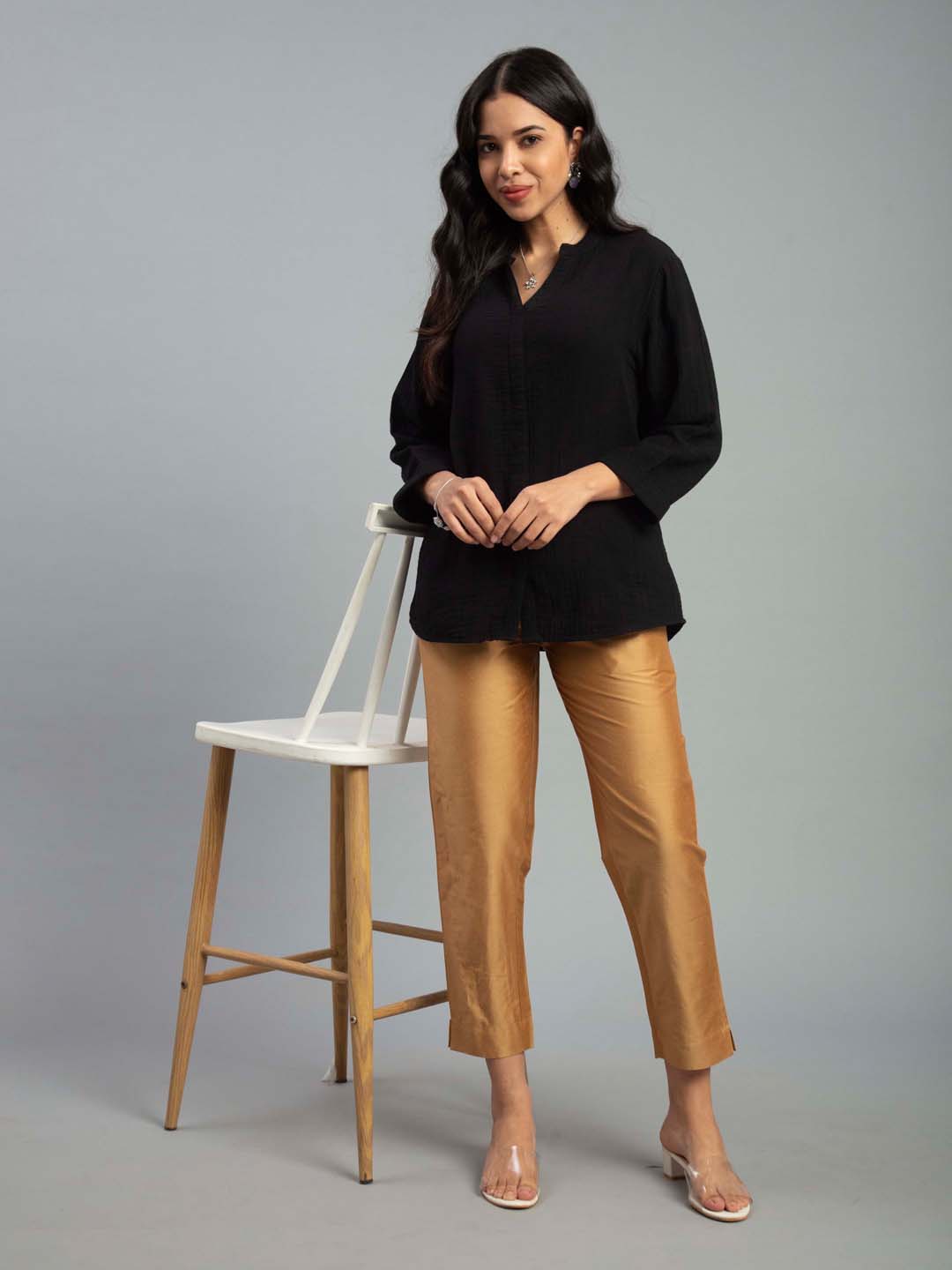 Prisma | Metallic Pant-Antique Gold Fashion Wears