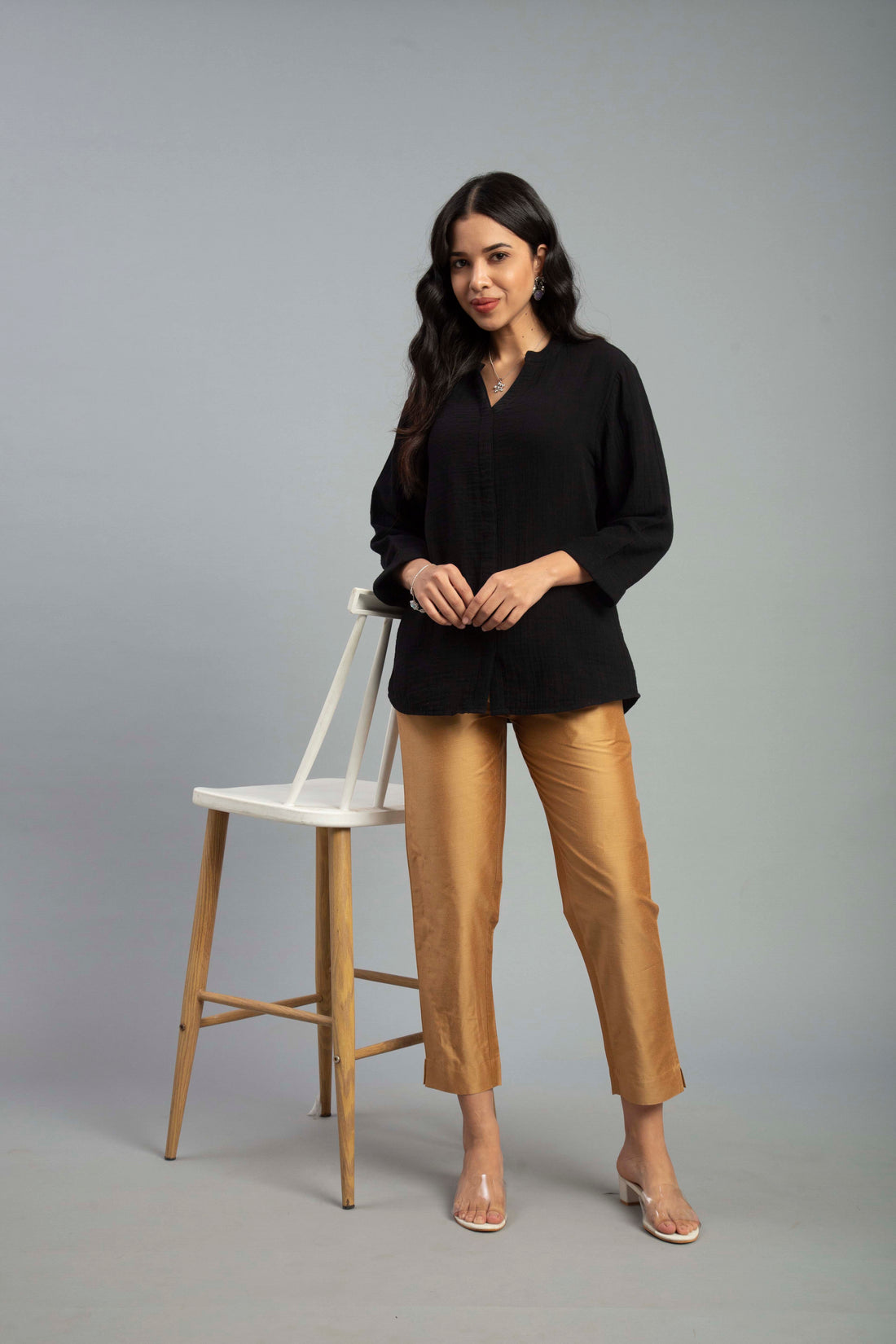 Prisma | Metallic Pant-Antique Gold Fashion Wears