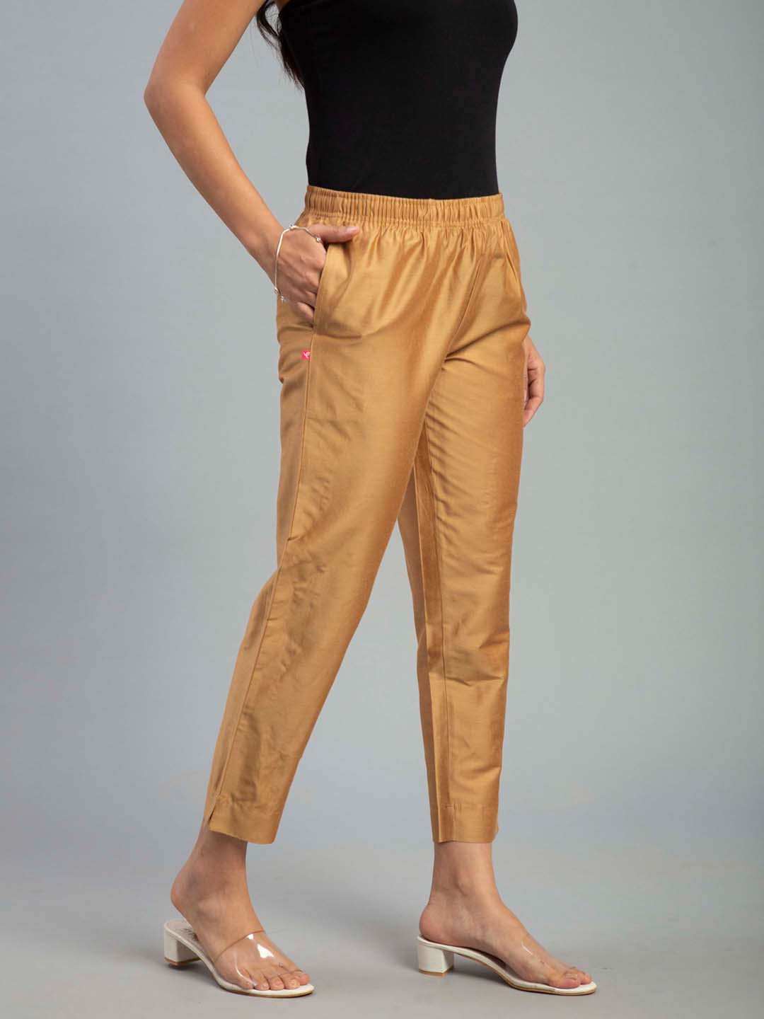 Prisma | Metallic Pant-Antique Gold Fashion Wears