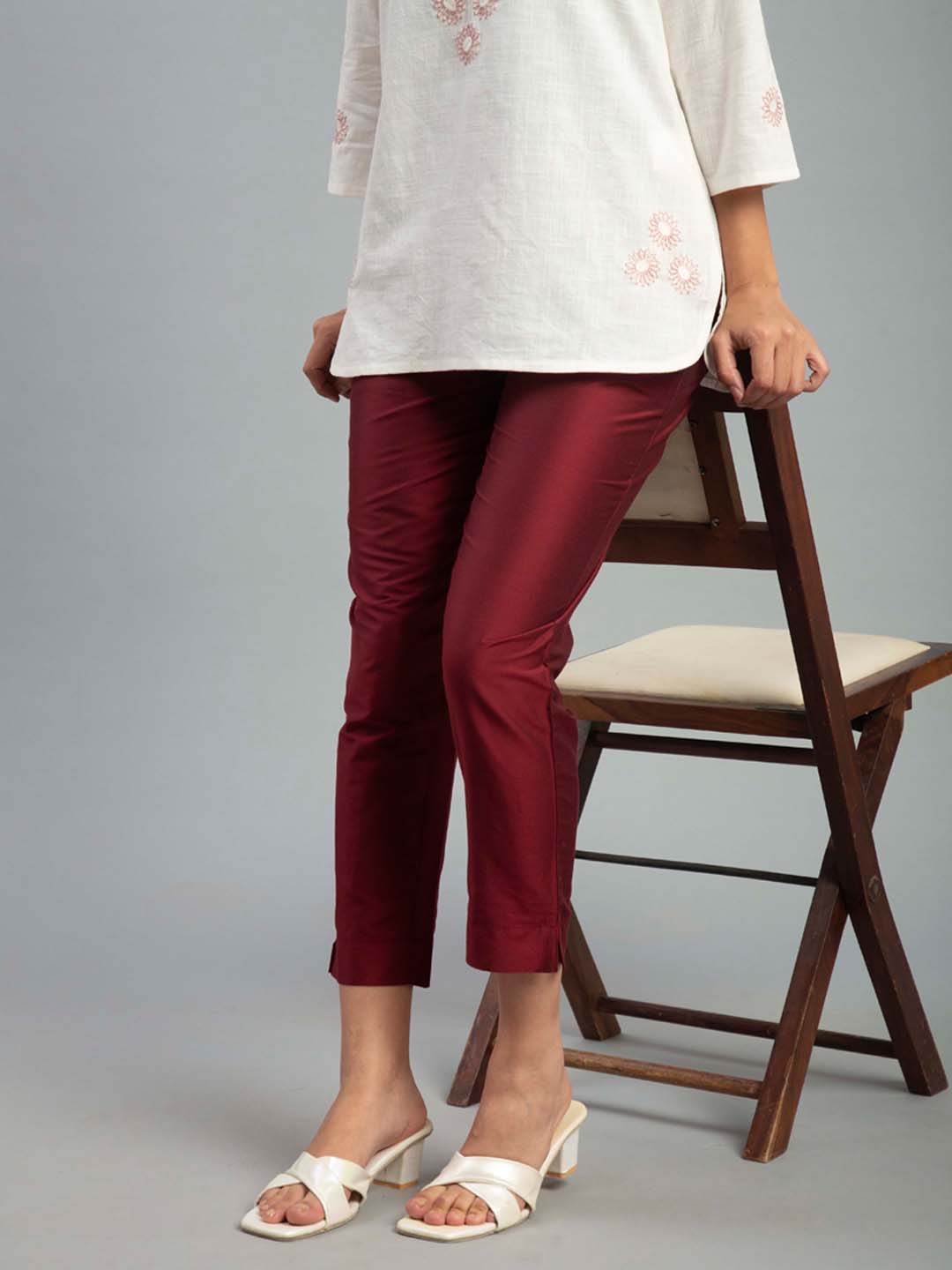 Prisma | Metallic Pant-French Wine Fashion Wears