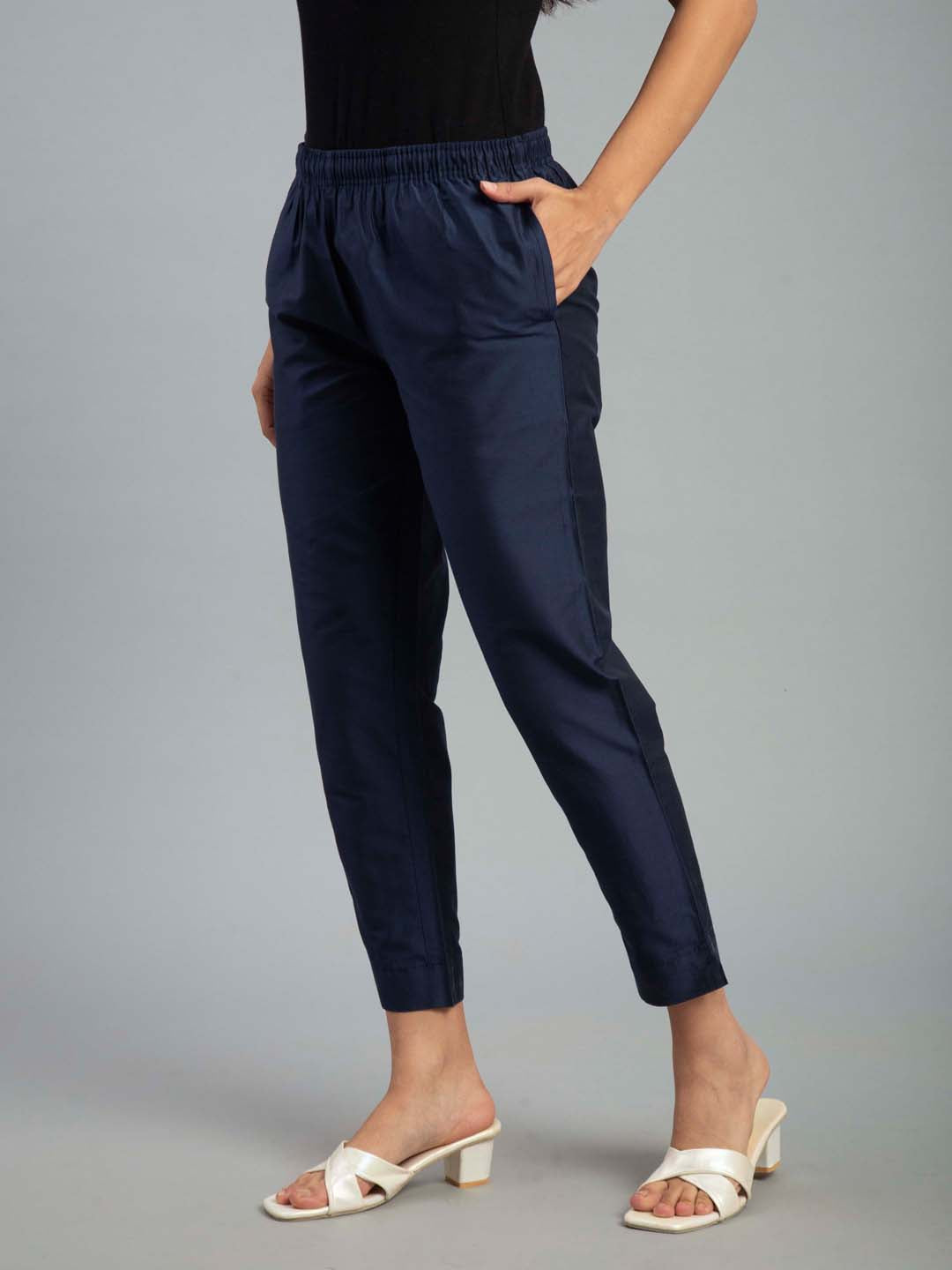Prisma | Metallic Pant-Navy Fashion Wears