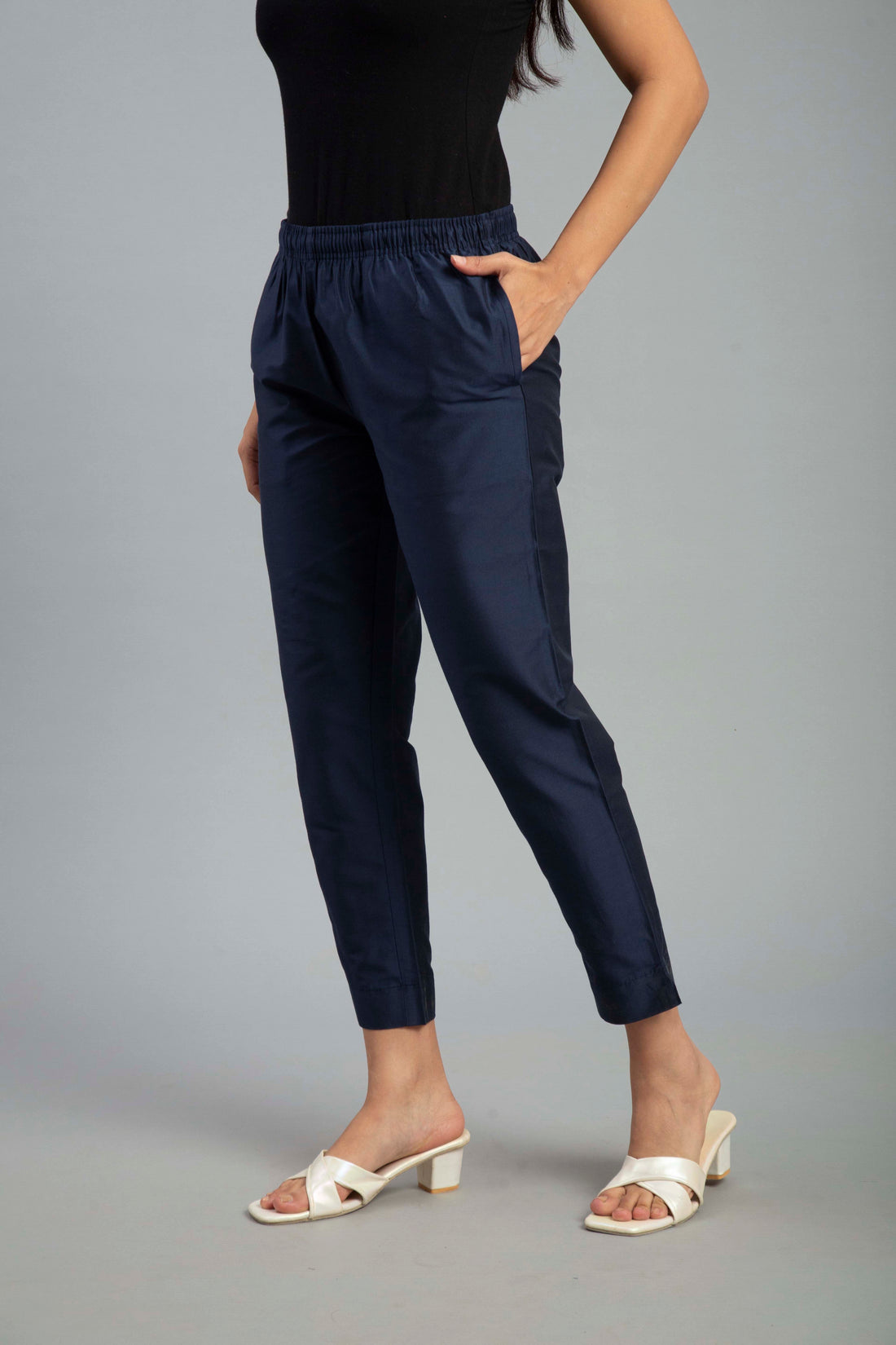 Prisma | Metallic Pant-Navy Fashion Wears