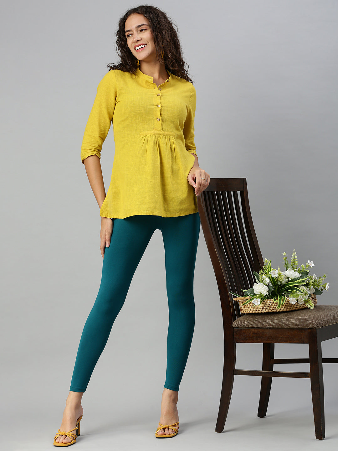 Prisma | Ankle Leggings-Teal Leggings