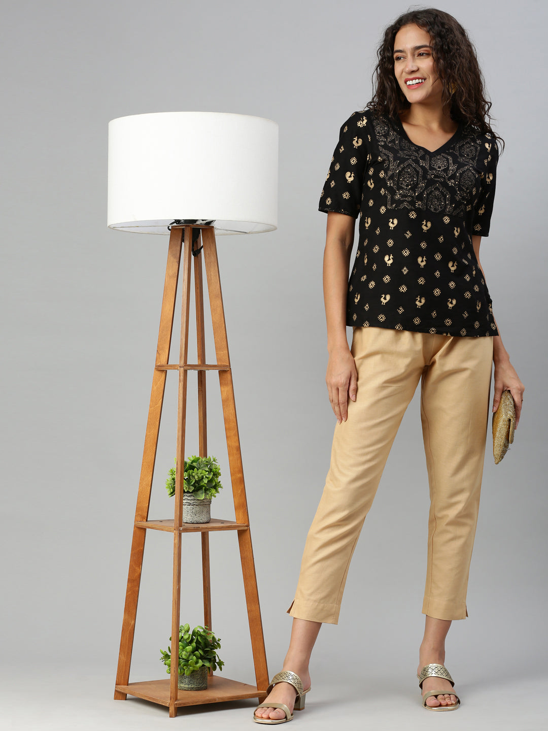 Shop Woven Kurti Pant-Deep Skinn1